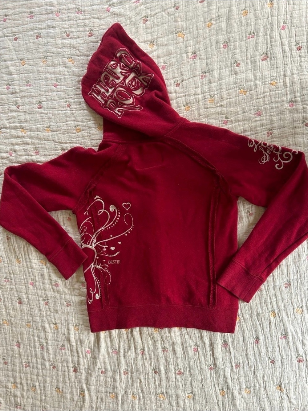 Hard Rock Cafe Red Zip-Up Hoodie Jacket - Picture 2 of 7